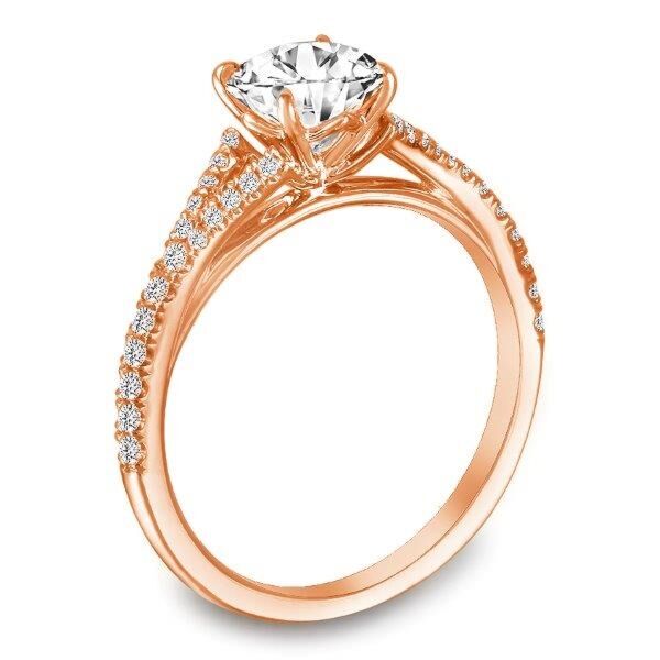 Pave Round Cut Diamond Engagement Ring with Split Shank In Rose Gold Disconnected (0.21 ct. tw.)