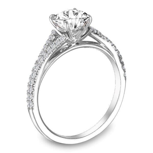 Pave Round Cut Diamond Engagement Ring with Split Shank In White Gold Disconnected (0.21 ct. tw.)