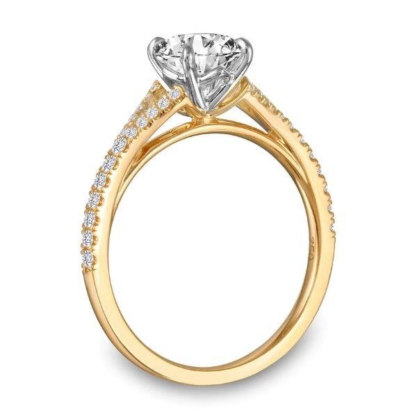 Pave Round Cut Diamond Engagement Ring with Split Shank In Yellow Gold Disconnected II (0.2 ct. tw.)