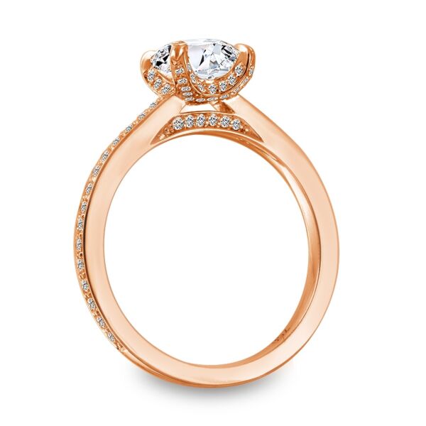 Pave Round Cut Diamond Engagement Ring In Rose Gold Natural Double Prong with Accent (0.44 ct. tw.)