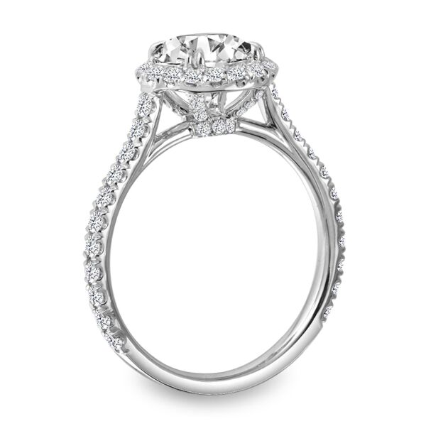Halo Round Cut Diamond Engagement Ring In White Gold Natural Halo with Accent (0.78 ct. tw.)