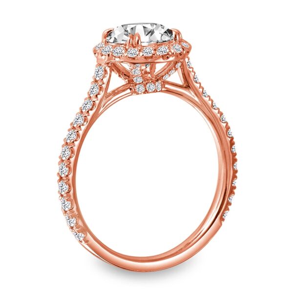 Halo Round Cut Diamond Engagement Ring In Rose Gold Natural Halo with Accent (0.78 ct. tw.)