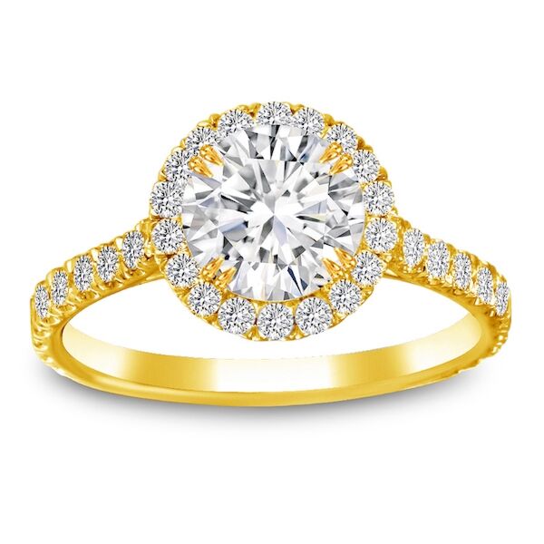 Halo Round Cut Diamond Engagement Ring In Yellow Gold Natural Halo with Accent (0.78 ct. tw.)