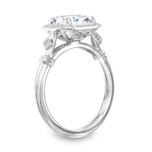 Halo Asscher Cut Diamond Engagement Ring In White Gold Wired (0.19 ct. tw.)