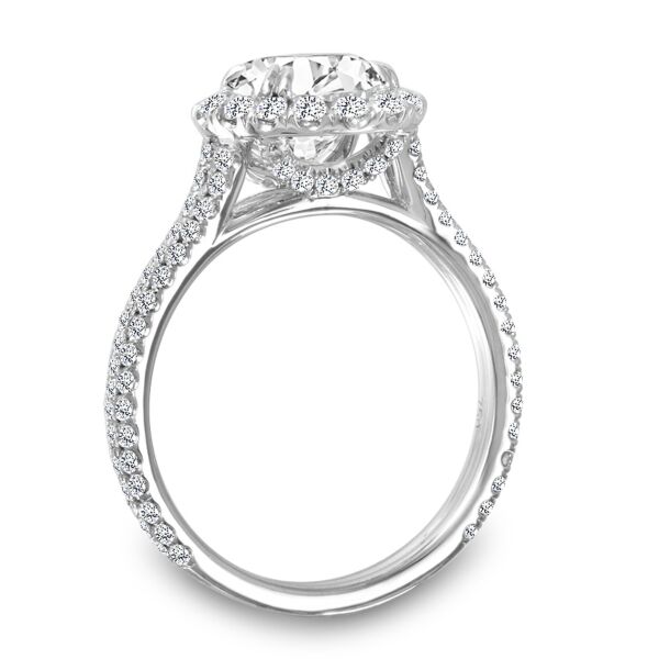 Halo Round Cut Diamond Engagement Ring In White Gold Double Down Slim (0.78 ct. tw.)