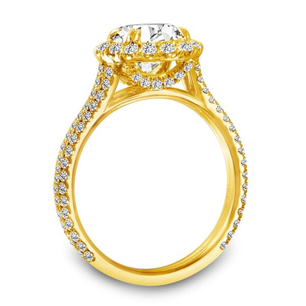 Halo Round Cut Diamond Engagement Ring In Yellow Gold Double Down Slim (0.78 ct. tw.)