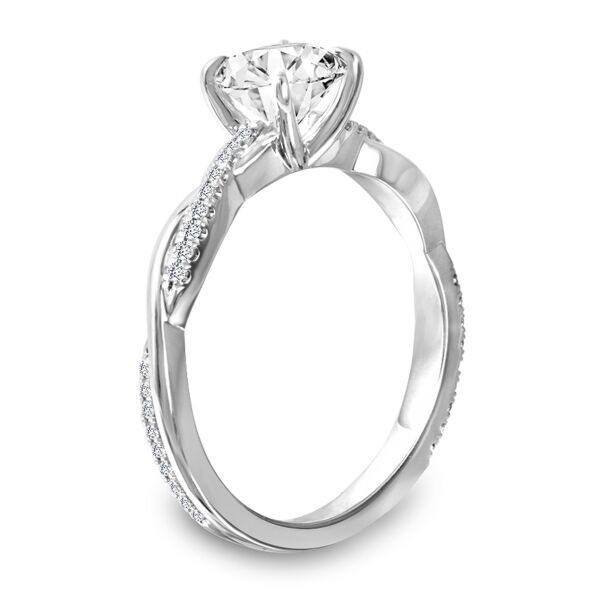 Pave Round Cut Diamond Engagement Ring In White Gold Walk the Line II (0.13 ct. tw.)