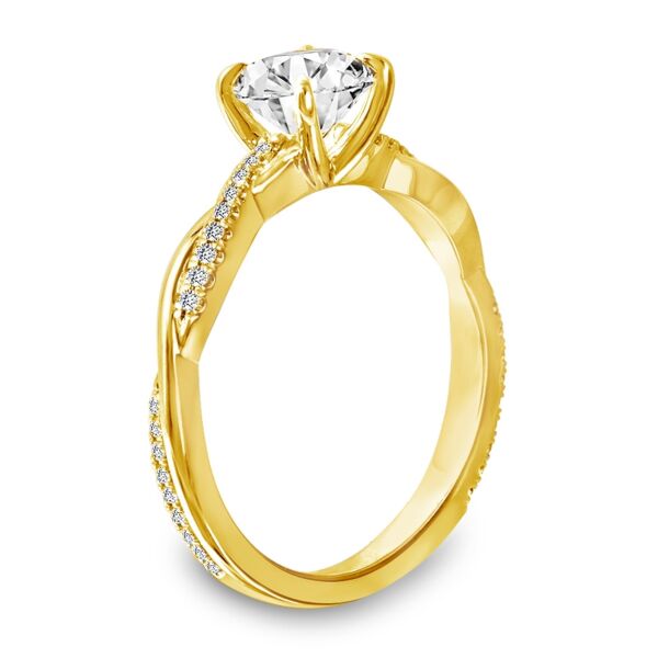 Pave Round Cut Diamond Engagement Ring In Yellow Gold Walk the Line II (0.13 ct. tw.)