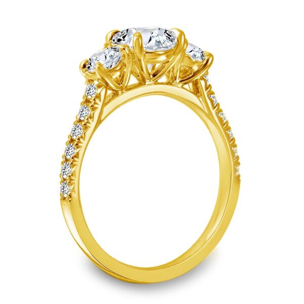 3-Stone Round Cut Diamond Engagement Ring In Yellow Gold Natural (0.3 ct. tw.)