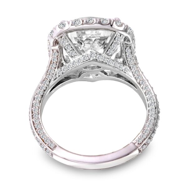 5.01-Carat Princess Diamond  set in Halo Round Cut Diamond Engagement Ring In White Gold Movie Star (1.52 ct. tw.)