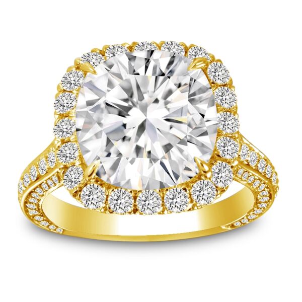 Movie Halo Round Cut Diamond Engagement Ring In Yellow Gold Movie Star (1.52 ct. tw.)