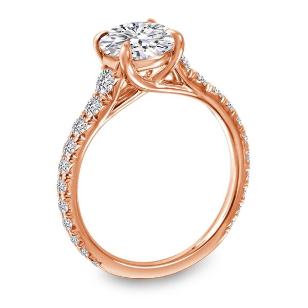 Pave Round Cut Diamond Engagement Ring In Rose Gold Famous (0.63 ct. tw.)