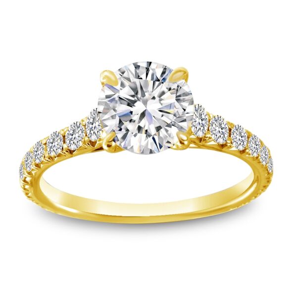 Pave Round Cut Diamond Engagement Ring In Yellow Gold Famous (0.63 ct. tw.)