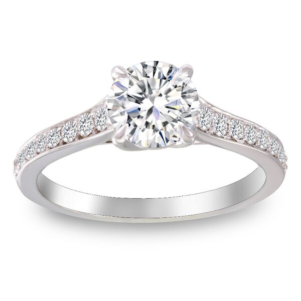1.5-Carat Round Diamond  set in Pave Round Cut Diamond Engagement Ring In White Gold Natural Channel Set (0.25 ct. tw.)