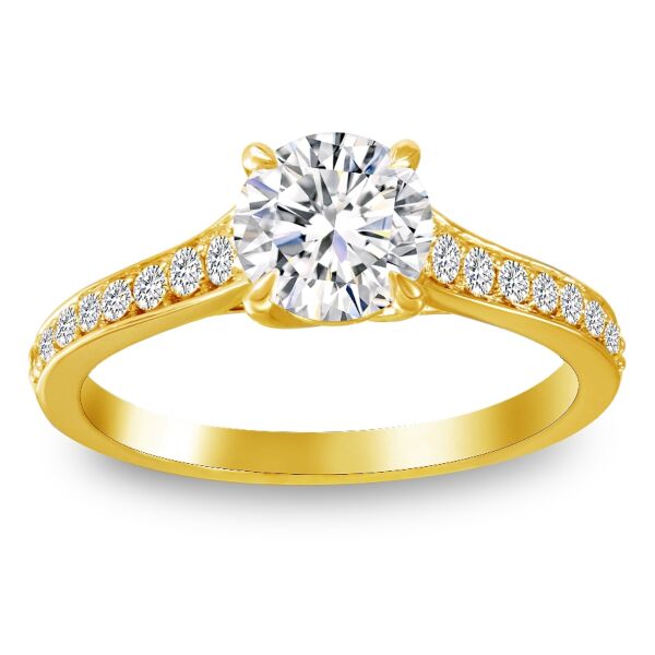 Pave Round Cut Diamond Engagement Ring In Yellow Gold Natural Channel Set (0.25 ct. tw.)