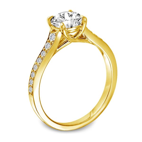 Pave Round Cut Diamond Engagement Ring In Yellow Gold Natural Channel Set (0.25 ct. tw.)