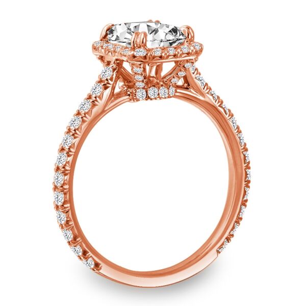 Halo Emerald Cut Diamond Engagement Ring In Rose Gold Class Act with Accent (0.83 ct. tw.)
