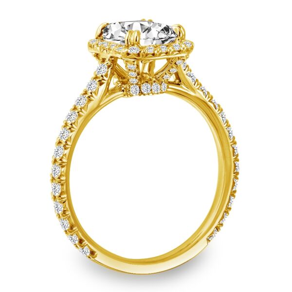 Halo Emerald Cut Diamond Engagement Ring In Yellow Gold Class Act with Accent (0.83 ct. tw.)