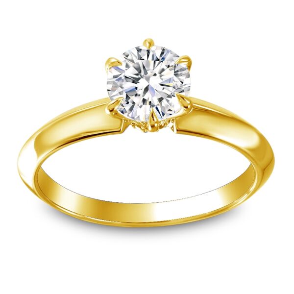 2.06-Carat Round Diamond  set in Solitaire 6-Prong Round Cut Diamond Ring Timeless Twist In Yellow Gold (0.02 ct. tw.)
