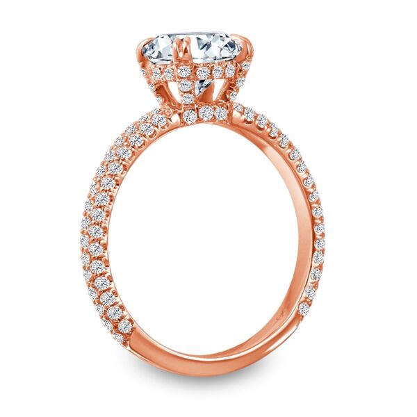 Pave Round Cut Diamond Engagement Ring In Rose Gold 3D Diamond (0.77 ct. tw.)