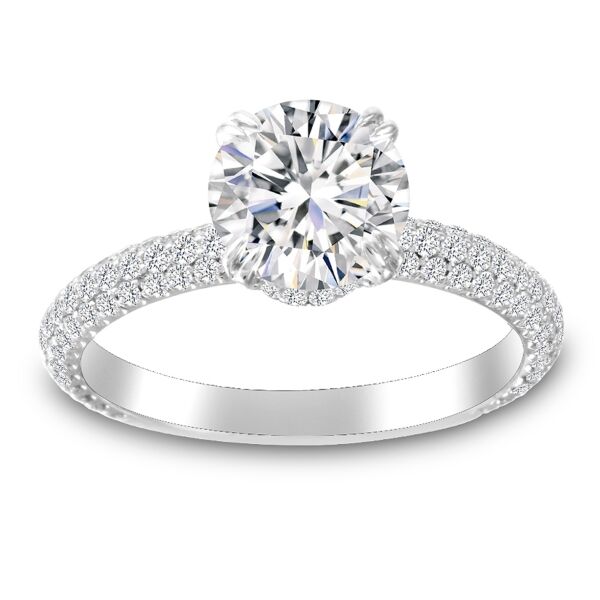 Pave Round Cut Diamond Engagement Ring 3D Diamond (0.77 ct. tw.)