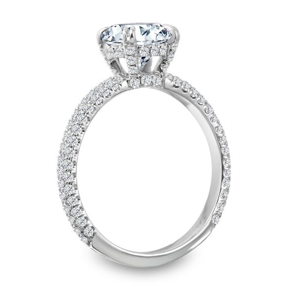 Pave Round Cut Diamond Engagement Ring In White Gold 3D Diamond (0.77 ct. tw.)