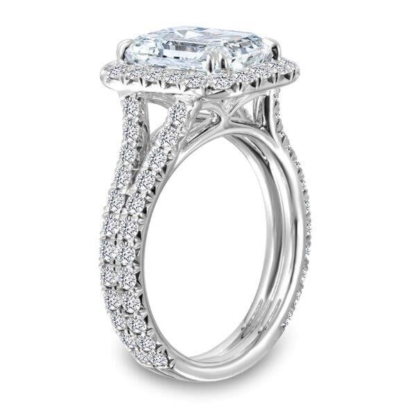 3.01-Carat Princess Diamond  set in Halo Emerald Cut Diamond Engagement Ring In White Gold Closing Call (1.49 ct. tw.)