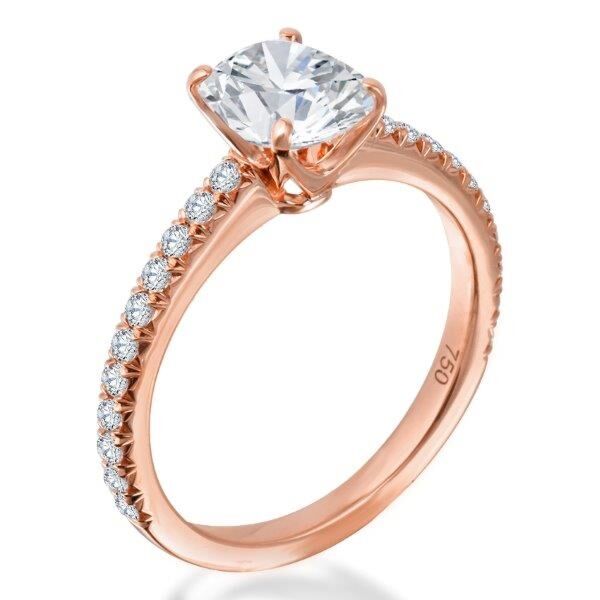 Pave Cushion Cut Diamond Engagement Ring In Rose Gold Purified (0.44 ct. tw.)