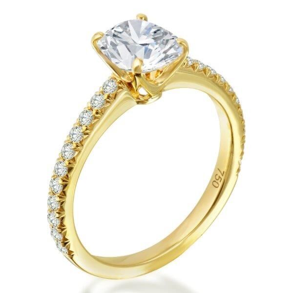 Pave Cushion Cut Diamond Engagement Ring In Yellow Gold Purified (0.44 ct. tw.)