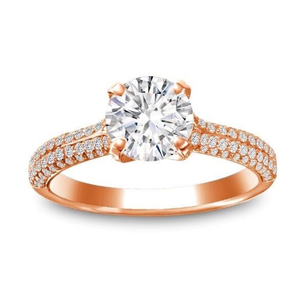 Pave Round Cut Diamond Engagement Ring In Rose Gold Split (0.64 ct. tw.)