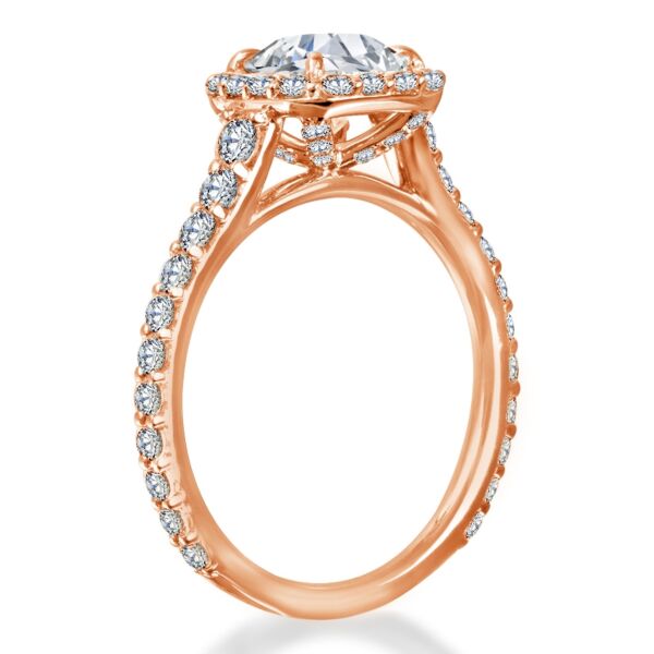 Halo Cushion Cut Diamond Engagement Ring In Rose Gold Castle (0.86 ct. tw.)