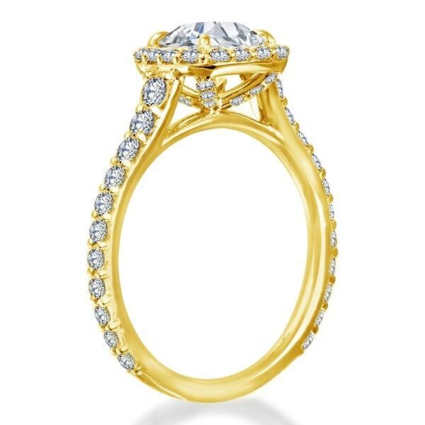 Halo Cushion Cut Diamond Engagement Ring In Yellow Gold Castle (0.86 ct. tw.)