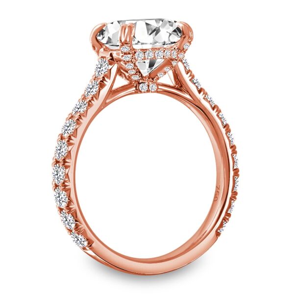 Pave Round Cut Diamond Engagement Ring In Rose Gold Just Enough Double Prong (0.9 ct. tw.)