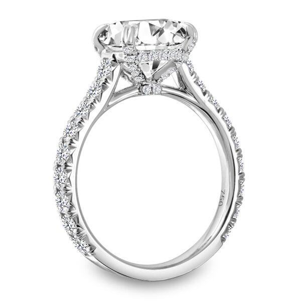 Pave Round Cut Diamond Engagement Ring In White Gold Just Enough Double Prong (0.9 ct. tw.)