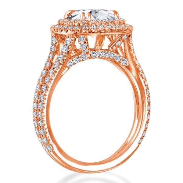 Double Halo Round Cut Diamond Engagement In Rose Gold Ring Double Win (0.93 ct. tw.)