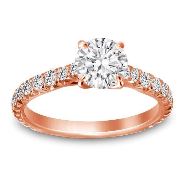 Pave Round Cut Diamond Engagement Ring In Rose Gold Natural (0.57 ct. tw.)