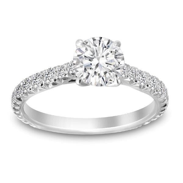 Pave Round Cut Diamond Engagement Ring In White Gold Natural (0.57 ct. tw.)