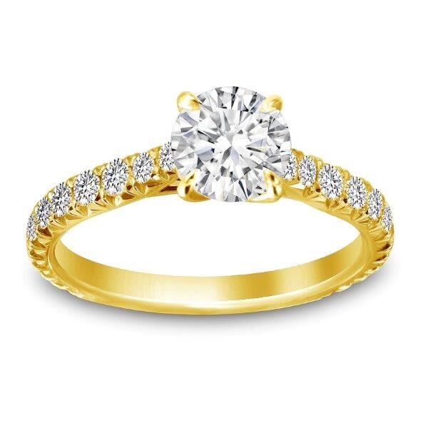 Pave Round Cut Diamond Engagement Ring In Yellow Gold Natural (0.57 ct. tw.)