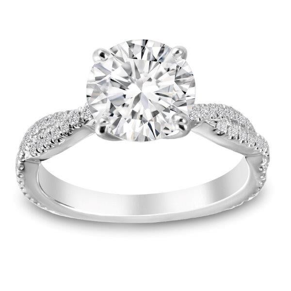 Pave Round Cut Diamond Engagement Ring In White Gold Intertwined (0.29 ct. tw.)