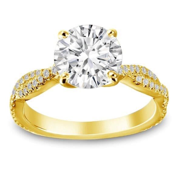 Pave Round Cut Diamond Engagement Ring In Yellow Gold Intertwined (0.29 ct. tw.)