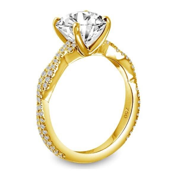 Pave Round Cut Diamond Engagement Ring In Yellow Gold Intertwined (0.29 ct. tw.)