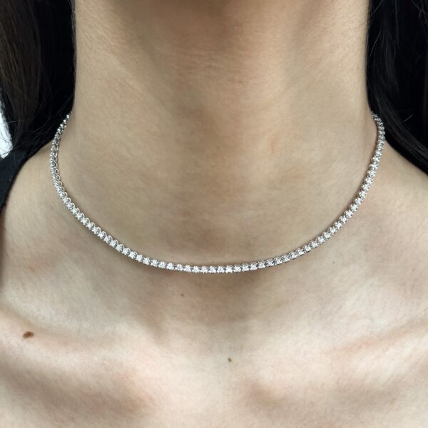 Modern Illusion Setting Diamond Tennis Necklace In Yellow Gold (1.5 cttw.)