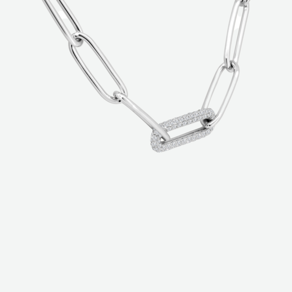 Paper Clip Necklace with Diamonds