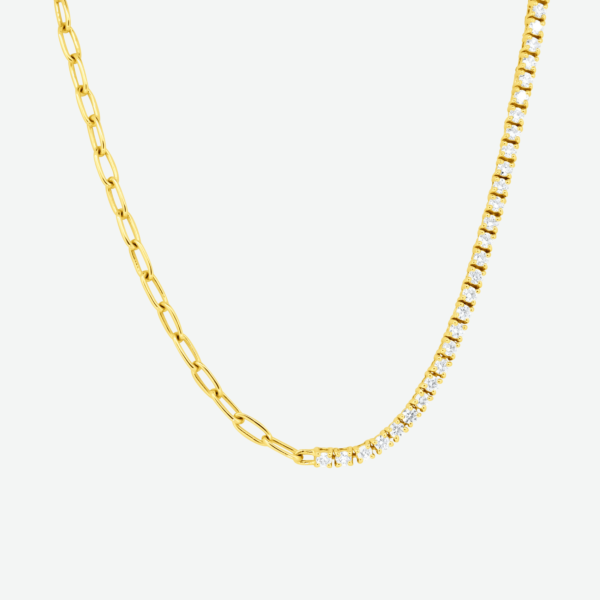 Partial Diamond Necklace and 14k Gold Link Chain