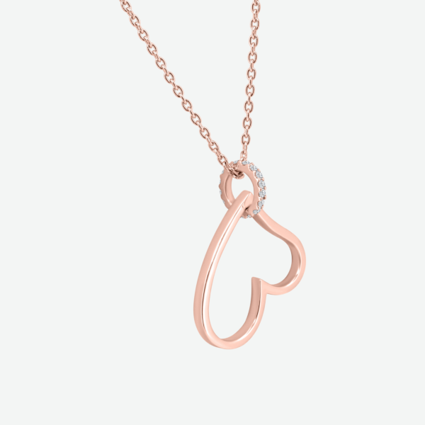 Heart Pendant with Diamond Hoop in 18k Gold with Adjustable Chain