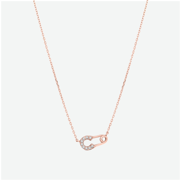 Safety-Pin Diamond Necklace In 18k Gold