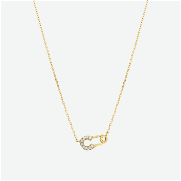 Safety-Pin Diamond Necklace In 18k Gold