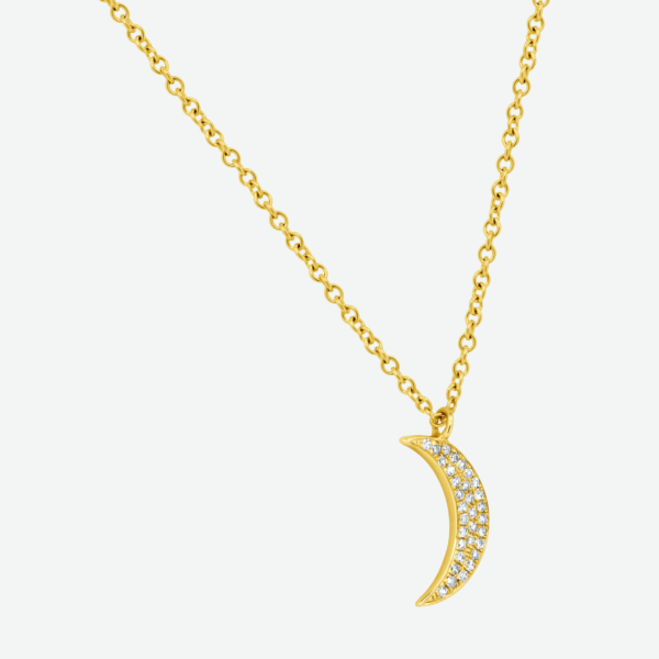 Crescent Moon Diamond Pendant in 14K Gold 