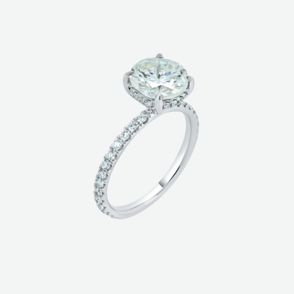 Engagement Ring 2.02ct Round Diamond I1 J in 14k White Gold Pave Setting