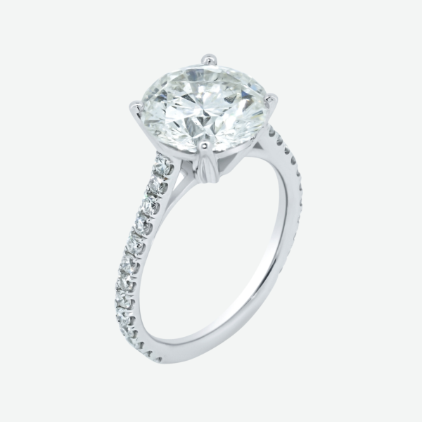 Engagement Ring 3.14 ct Round Diamond I1set in 18K White Gold